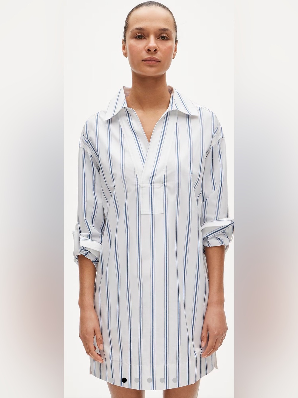 NWT J. Crew V-Neck Popover Dress in Striped Cotton Poplin M